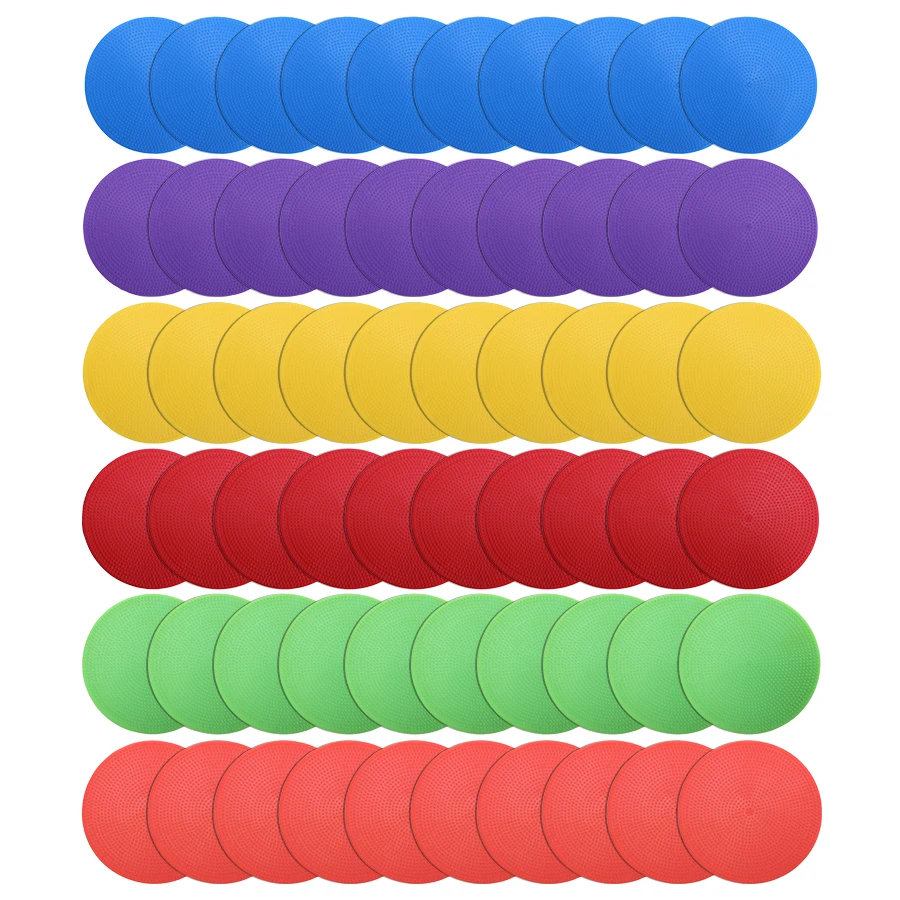 60pcs 12cm Soccer Training Flat Marking Mats Training Obstacles Tennis Landmark Mats with Square Mesh Pockets