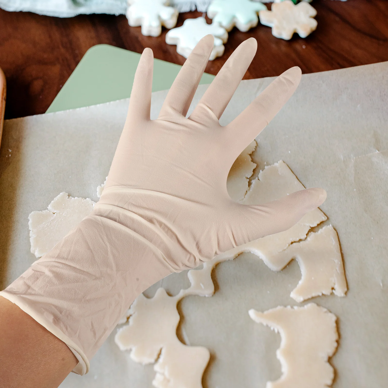 Gants de poulet en latex pour enfants, mitaines de qualité alimentaire, petits livres pour la cuisine, préparation sûre, beige, 20 pièces