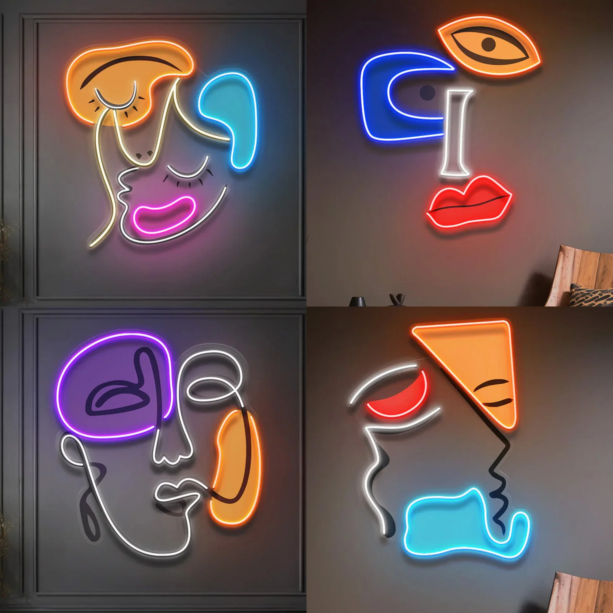 Blond Lady Abstract Art LED Neon Sign Light Abstract Art Neon Lights for Bedroom Living Room Decor Home Wall Art Decoration