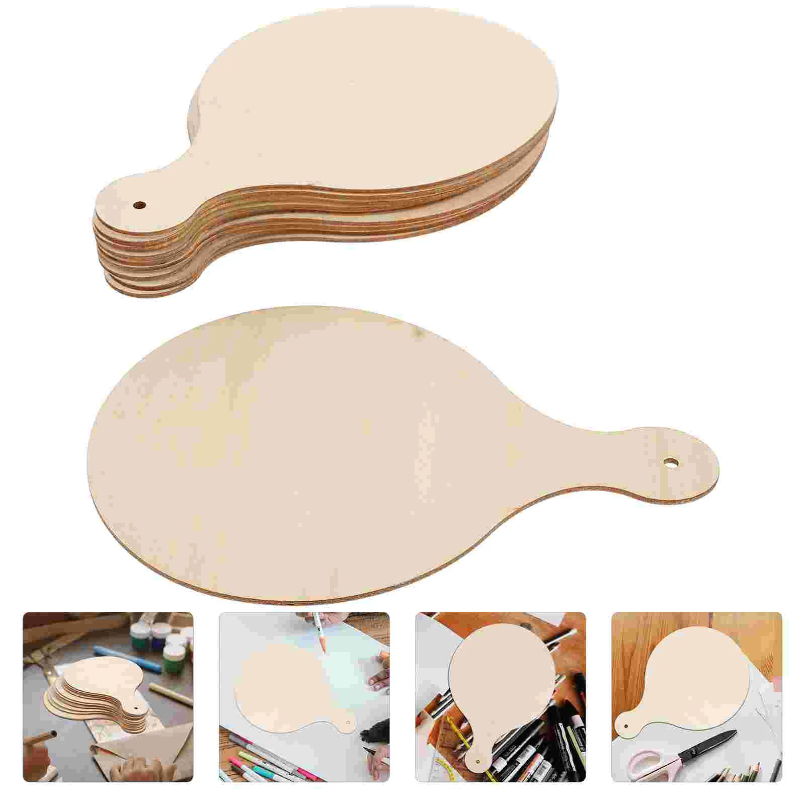 

10 Pcs Cheese Board Mini Chopping Boards Round Wooden Decor Unfinished Cutting with Handle Square Child