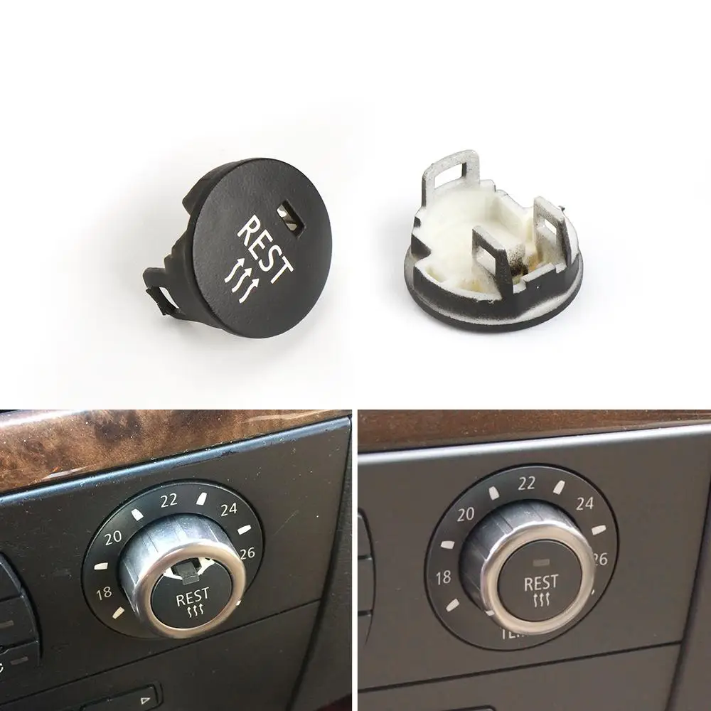 OFF/Rest/Max Car Heater Climate Control Knob Panel Air Conditioner Button Switches Repair Cap Cover For BMW 5 Series E60 E61