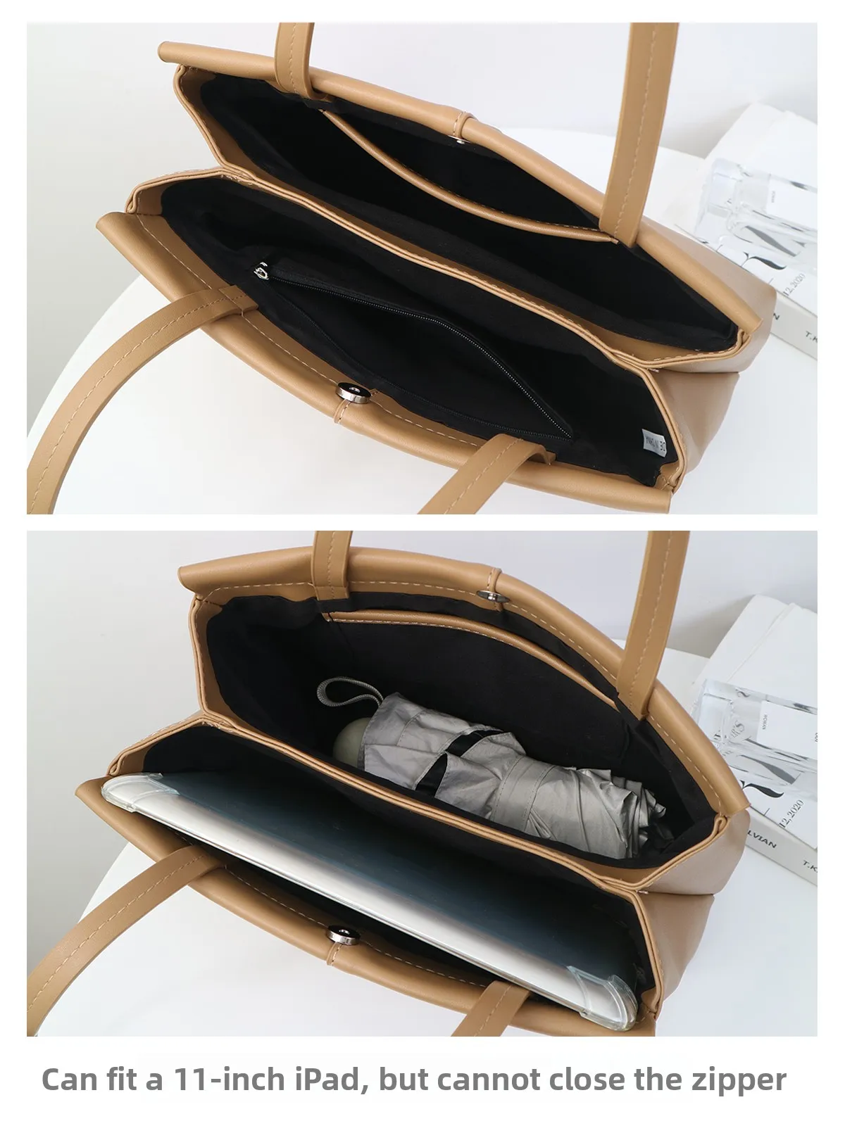 

Large Capaci Tote Bag Women's Handbag Commuter Artistic Sle iPad Bag Single oulder Bag Soft PU Magnetic Bule Closure