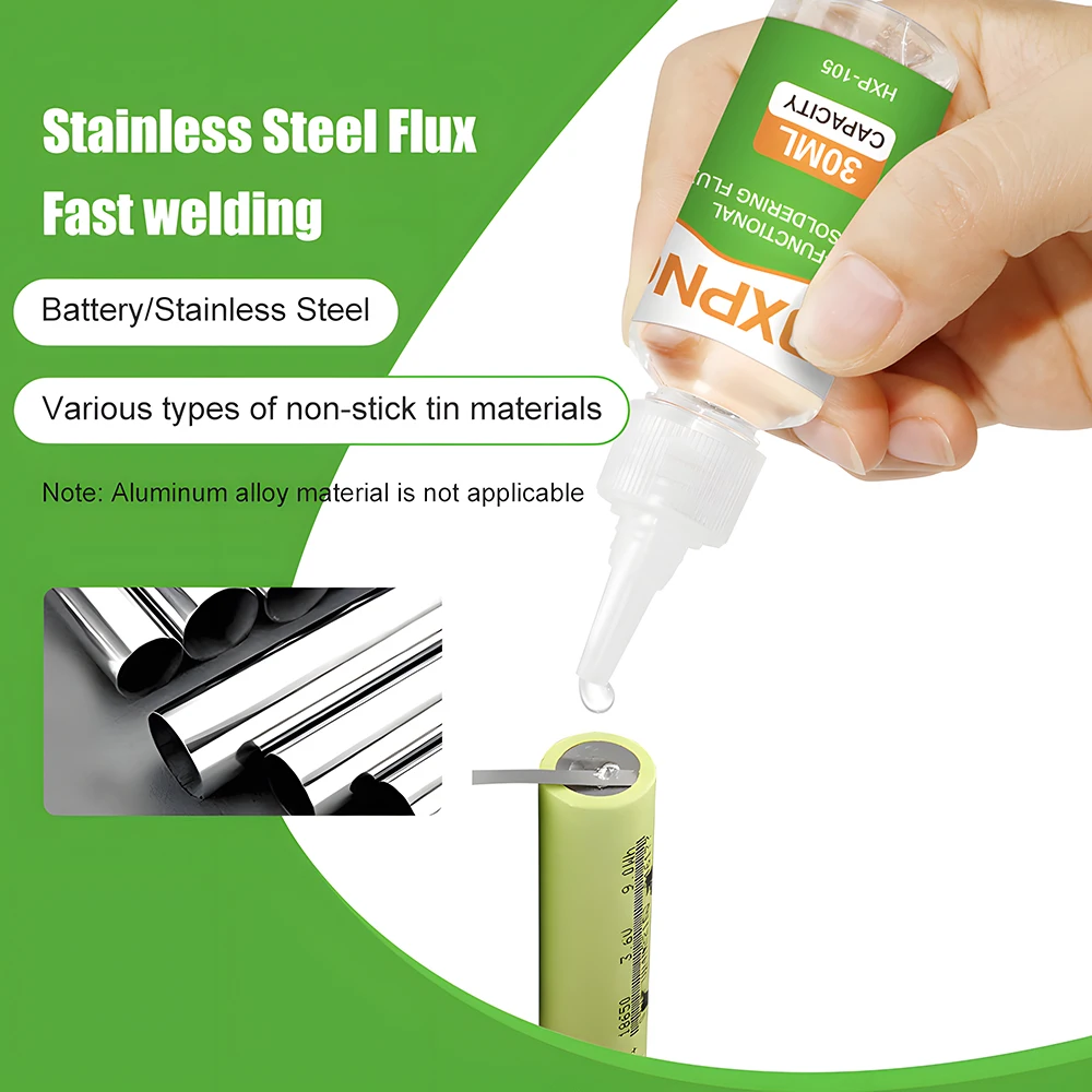 تدفق السائل الفولاذ المقاوم للصدأ قوي متعدد الوظائف لا تنظيف سبيكة لحام لحام المياه 18650 بطارية