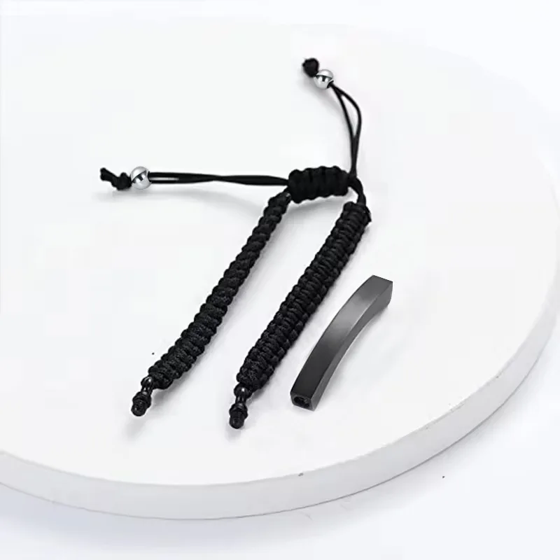DIY Personalized Winged Name Bar Bracelet Adjustable Braided Rope Unisex Custom Jewelry for Men Women