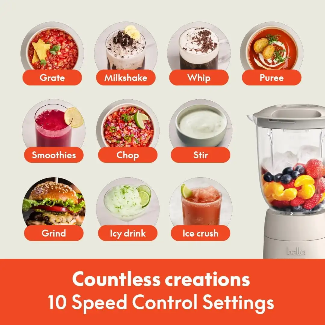 Mélangeur de comptoir à 10 vitesses, presse-agrumes et machine à smoothie, convient aux ustensiles de cuisine, conception à rabat et au magasin, lavable au lave-vaisselle, capacité de 48 oz