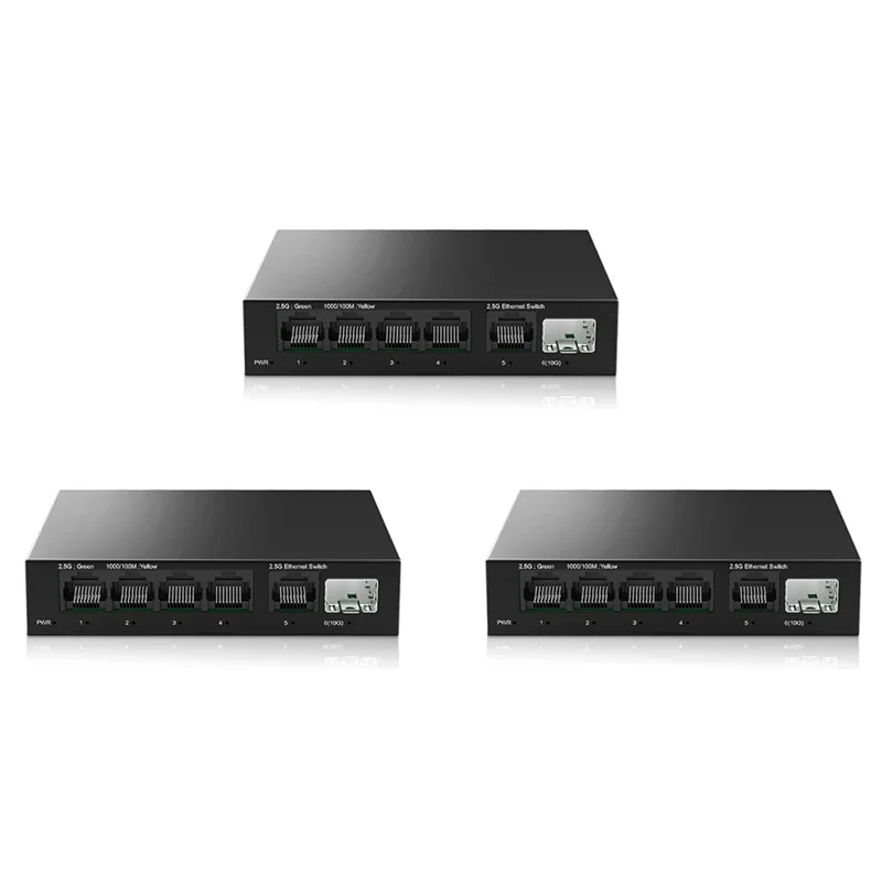 Сетевой коммутатор Exquisite-3X 2.5G на 5 портов, 2500 Мбит/с, с 10G SFP+, Auto MDI/MDIX, Plug and Play, неуправляемый, 