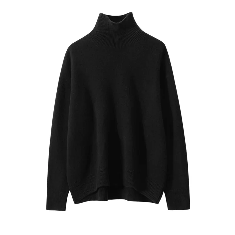 Autumn and Winter New Thick Cashmere Sweater Women High Neck Pullover Sweater Warm Loose Knitted Base Sweater Jacket Tops