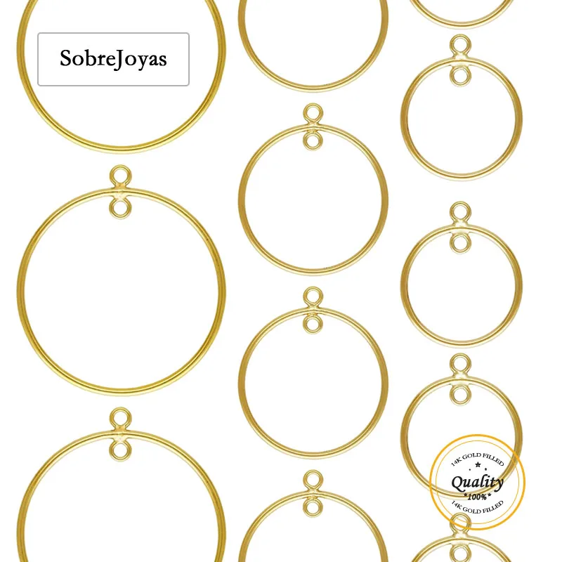 

14K Gold Filled Round Drop Charms with Ring - 15mm/20mm/25mm/30mm Pendants for DIY Jewelry Making Accessories