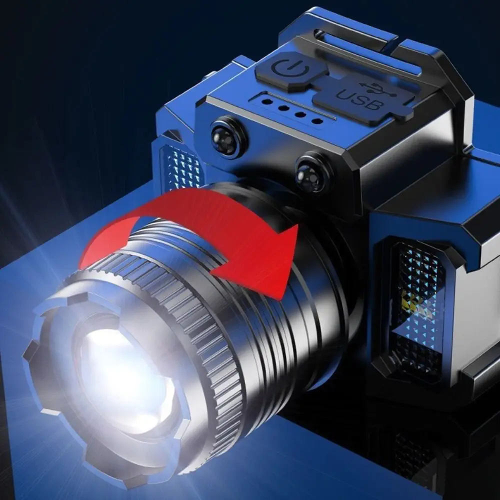 

Portable Motion Sensor LED Headlight Powerful Bright 5 Modes USB Rechargeable Headlamp Adjustable Waterproof Head Lamp Fishing