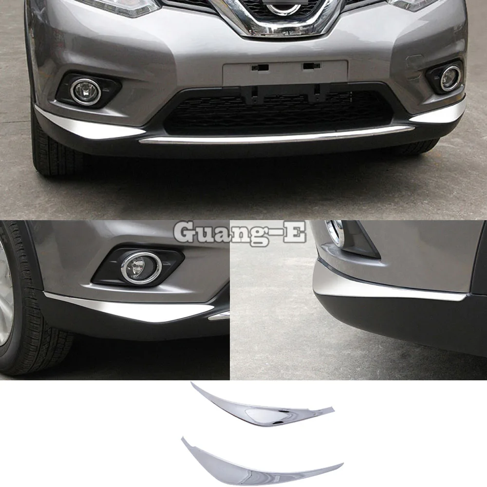 

For Nissan X-Trail Xtrail T32/Rogue 2014 2015 2016 Front Side Bumper Corner Protection Trim Frame Stick ABS Chrome Cover 2pcs
