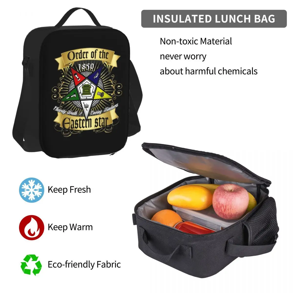 OES The Easttern Star Logo Sistar الماسوني حقائب الظهر بنين بنات حقيبة الكتب الحقائب المدرسية حقيبة الغداء حقيبة القلم ثلاث قطع مجموعة