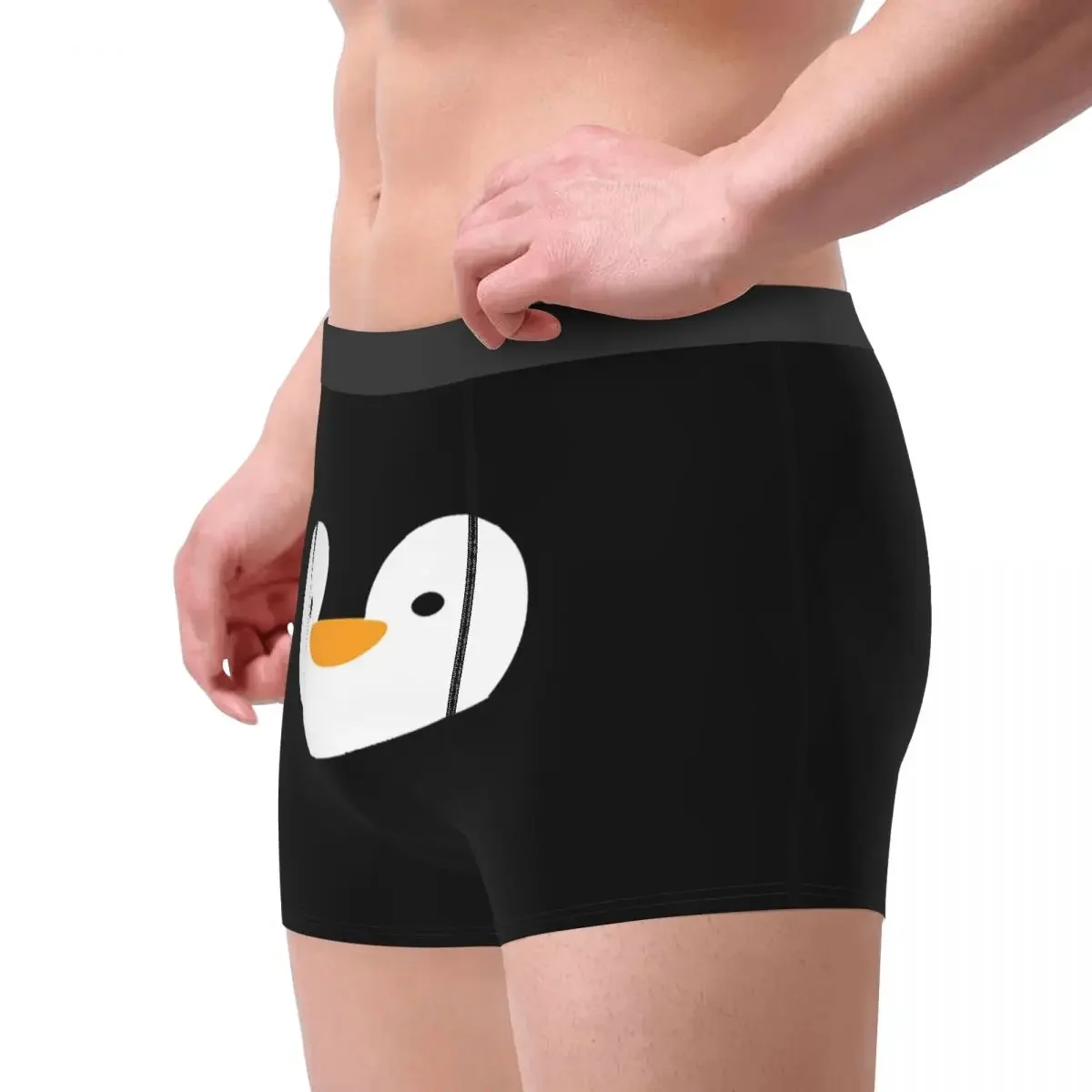 Man Cute Penguin Face Boxer Briefs Shorts Panties Soft Underwear Cartoon Animal Male Funny Plus Size Underpants