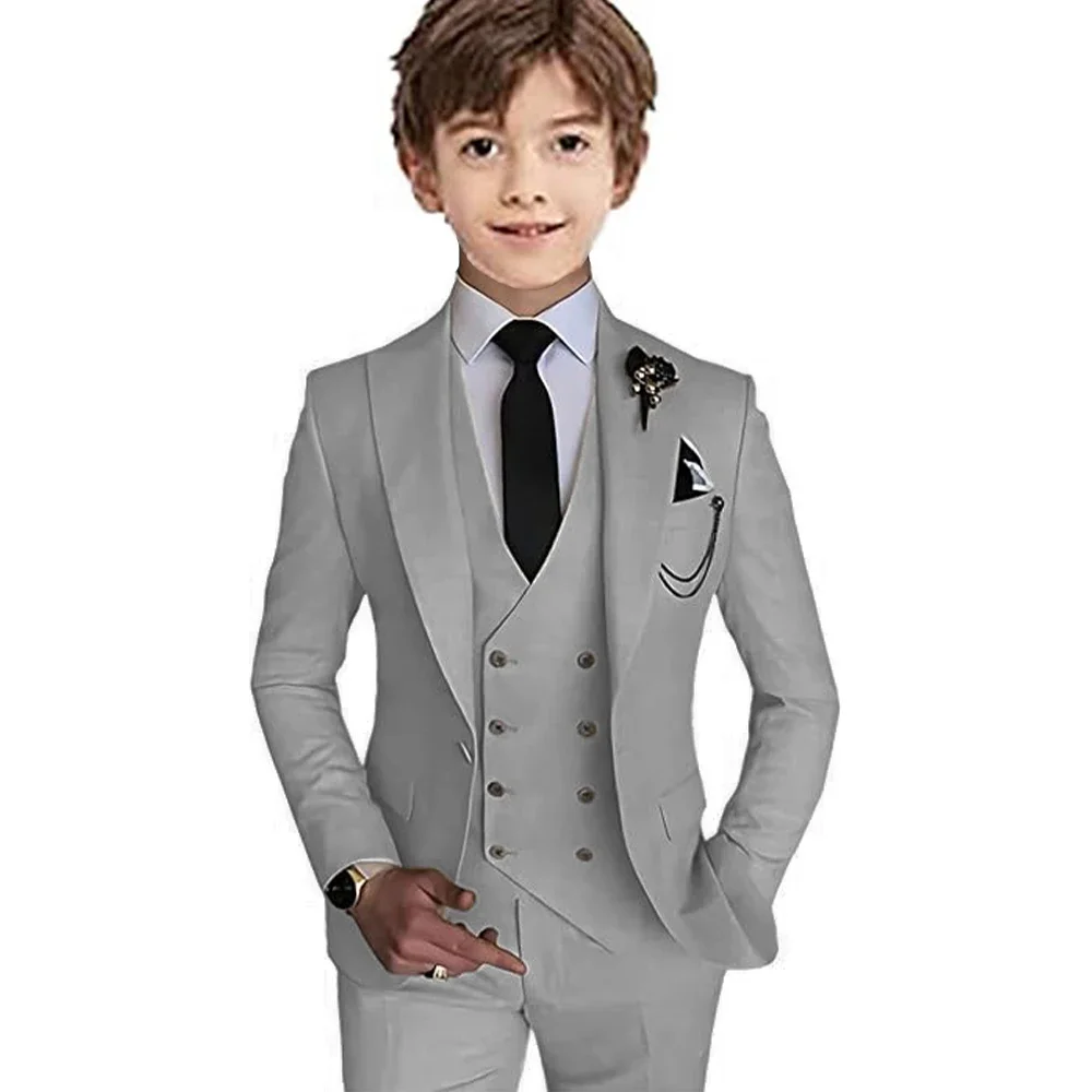 Boys 3 Piece Suit Jackets Double Breasted Vest Tuxedo Suits for Children 2-16 Years Old Colorful Kids Outfit Prom Party