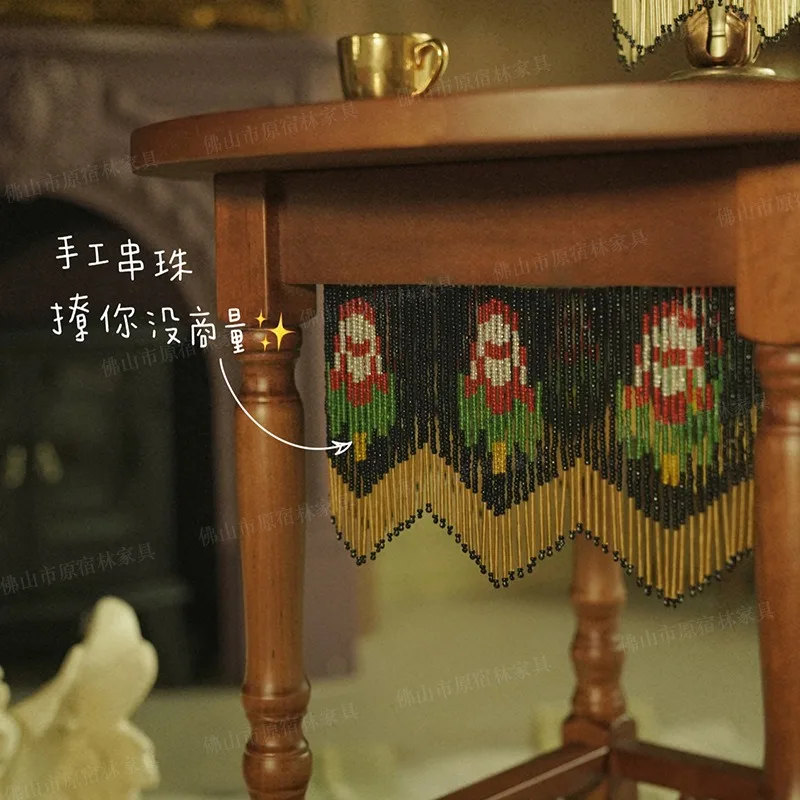 ستارة أليس روس الفرنسية ذات الخرز القديم وطاولة مستديرة وطاولة قهوة وشرفة صغيرة لشاي بعد الظهر في العصور الوسطى #4