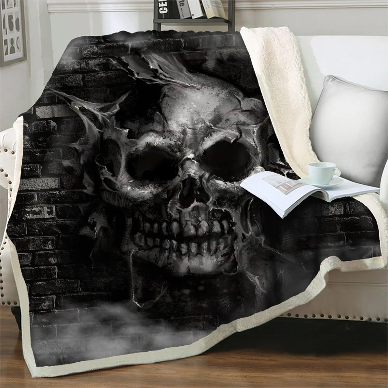 

Horrible Skull 3D Print Plush Throw Blankets For Beds Sofa Fashion Bedspreads Halloween Home Decor Travel Picnic Quilt Nap Cover