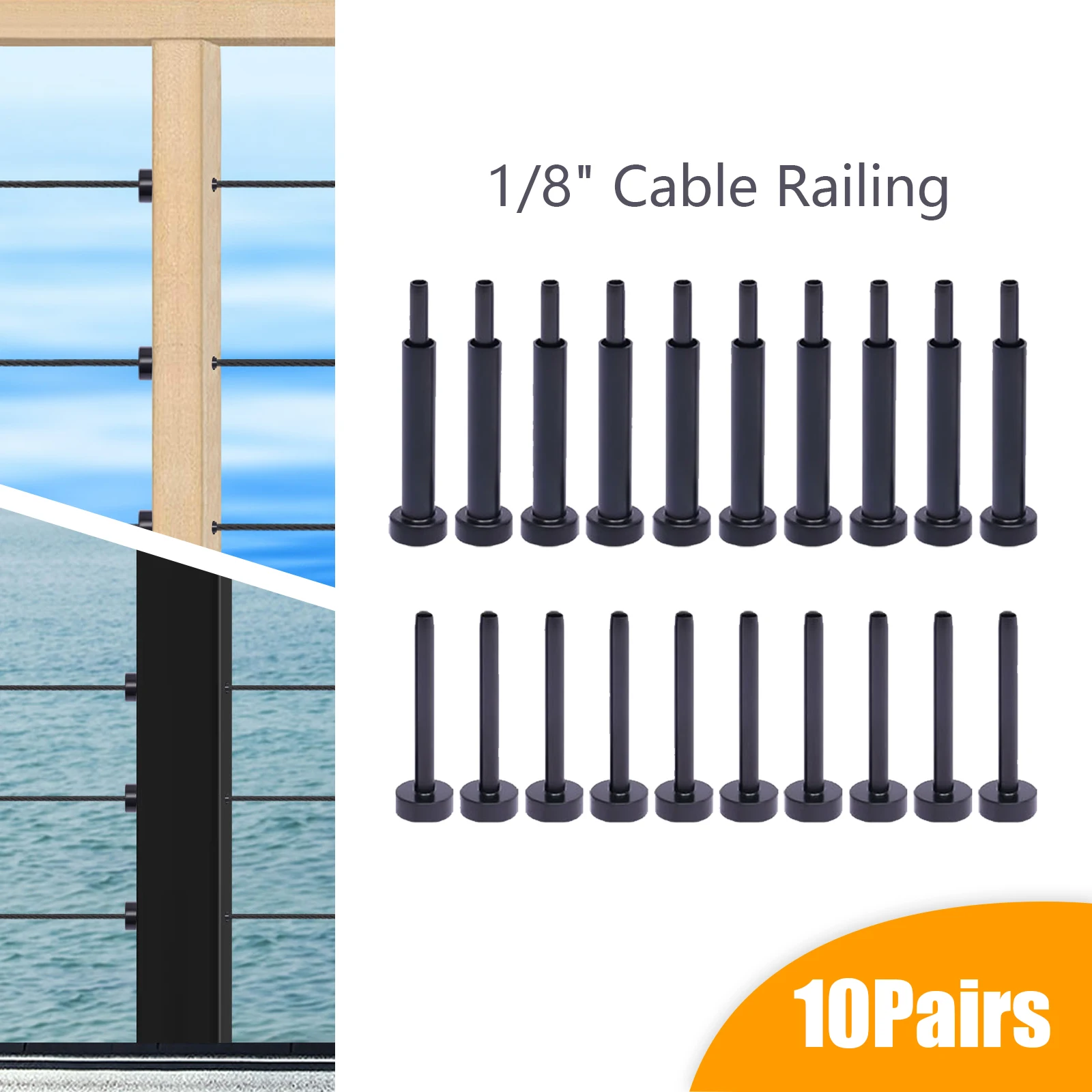 

Fit for 1/8" Stainless Steel Cable Railing 10x Black Cable Railing Hardware Kit