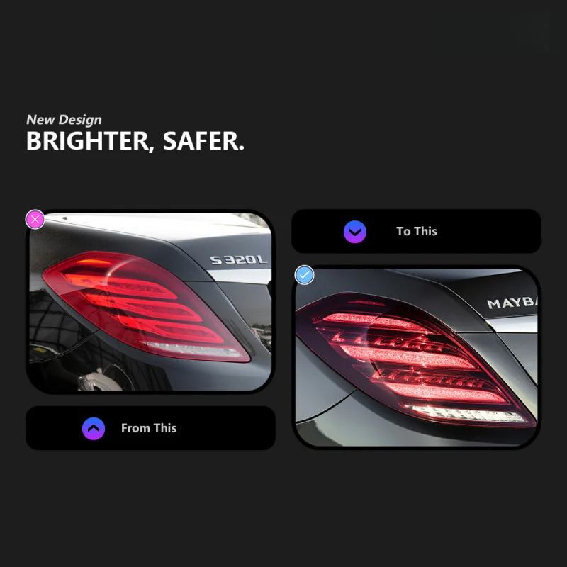 Suitable for 14-17 Mercedes-Benz S-Class W222 Tail Light Assembly Modification New LED Flowing Turn Signal Driving