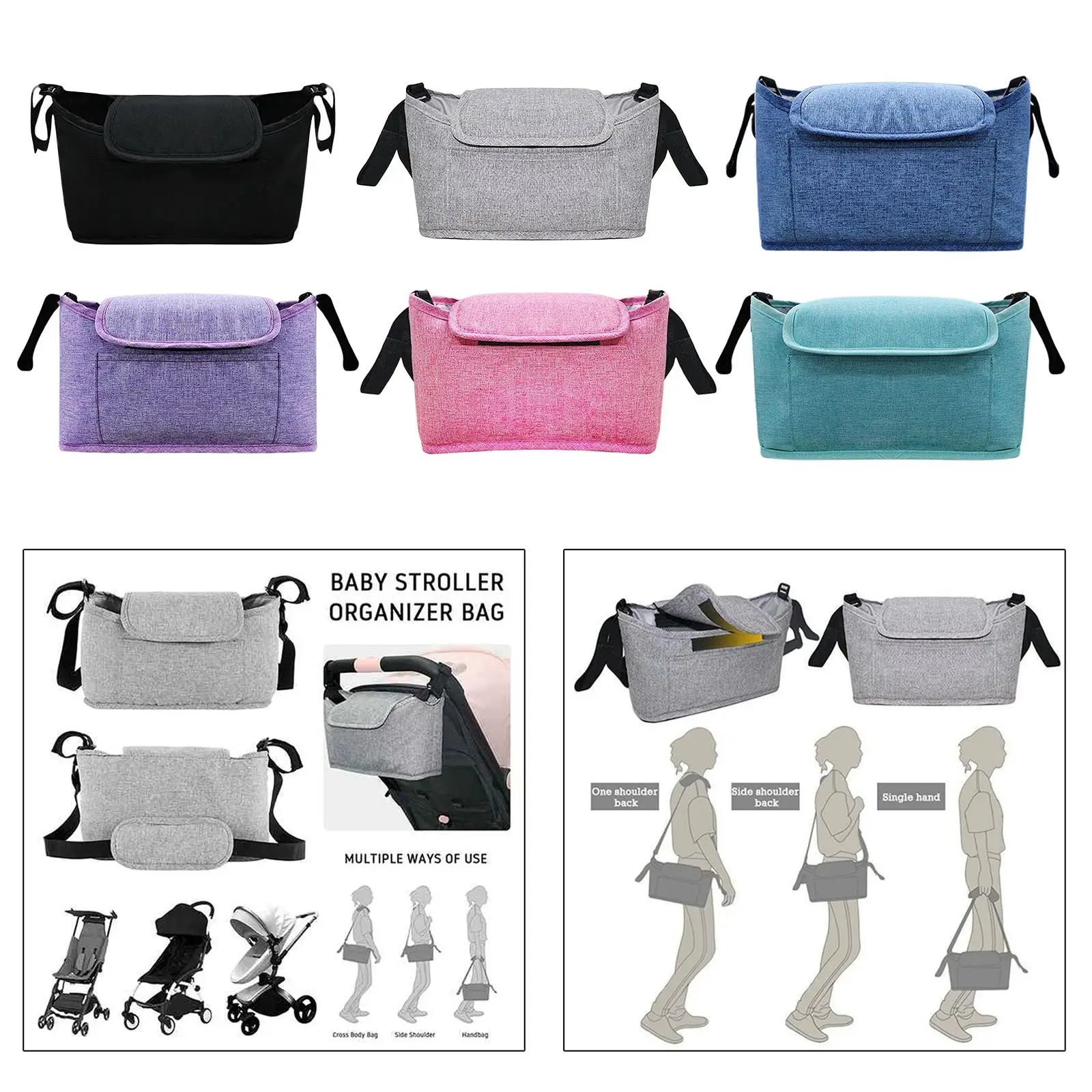 Stroller Organiser Mummy Bag Storage Bags Baby Cup Holder Pushchair Accessories