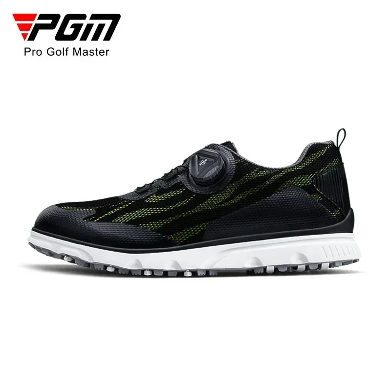 good PGM Men'S Golf Shoes, Anti Slip Sports Shoes, Knob Shoelaces With Breathable Mesh Upper, Golf Equipment, Men'S Casual Shoes