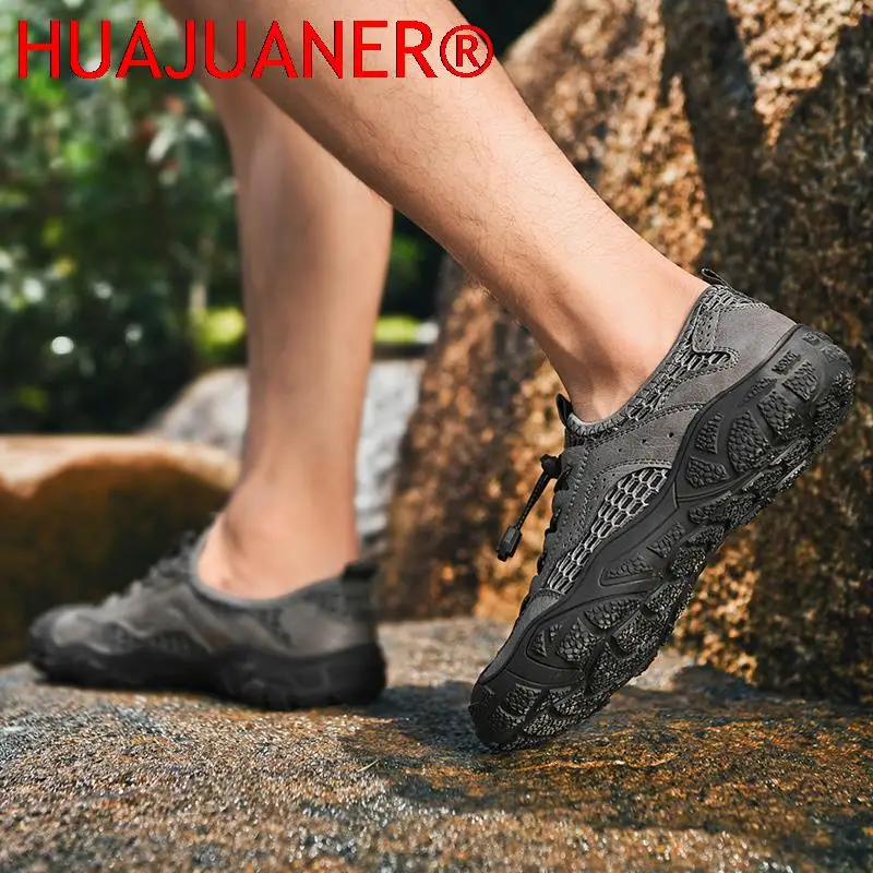 Zapatos de senderismo de malla transpirable para hombre, zapatos antideslizantes para exteriores, zapatos de escalada de Trekking duraderos, zapatillas cómodas de moda para hombre