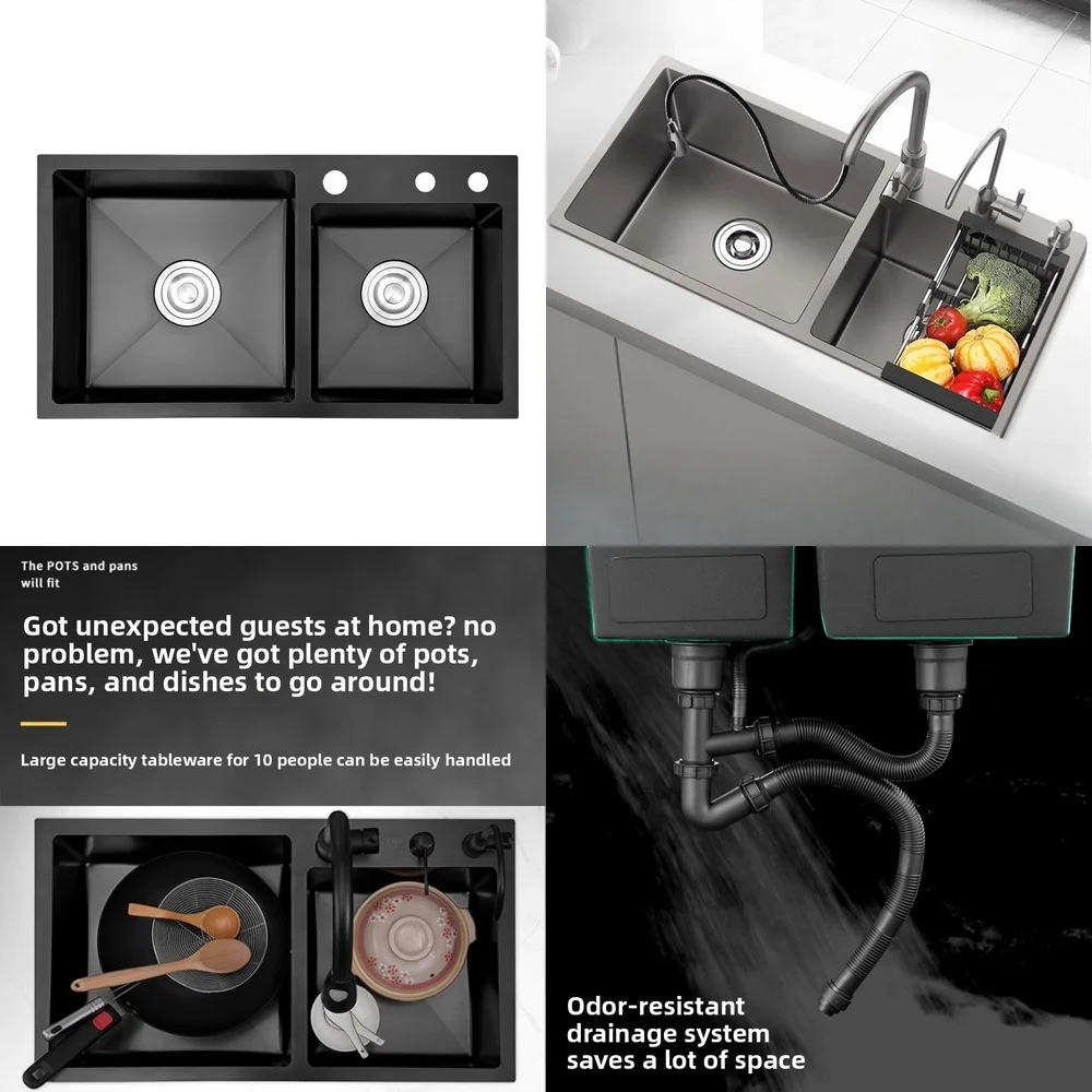 

sink package thickened 304 stainless steel undercounter hand washing kitchen household dishwasher double sink dishbasin