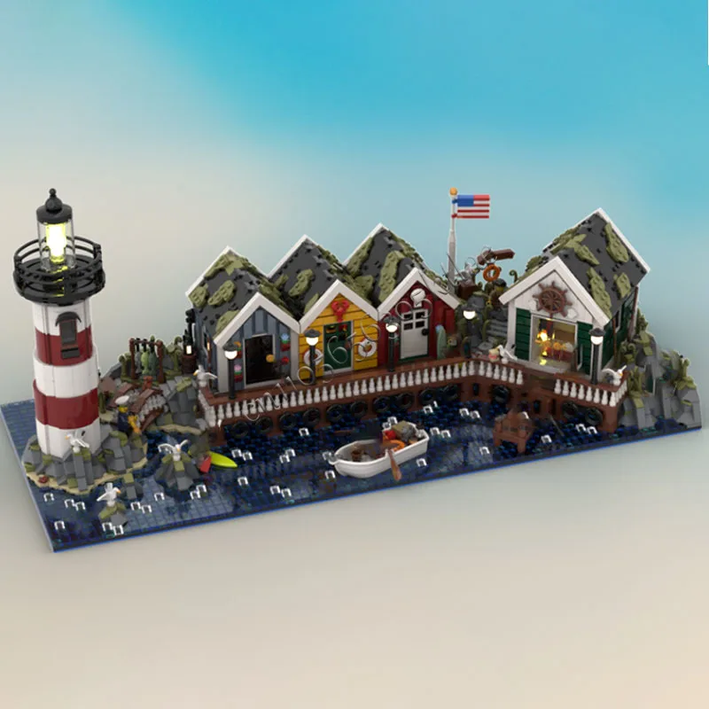 4955 PCS MOC City Street Views Modulare Coast Town Diorama Building Blocks Fai da te Assemblaggio educativo Giocattolo per bambini Popolare Festival Regalo