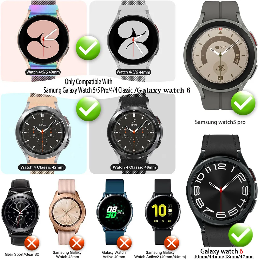 No Gaps Stainless Steel Strap For Samsung Galaxy Watch 6 Classic 43mm 47mm Watchband For Samsung Galaxy Watch4 /5 / 5pro