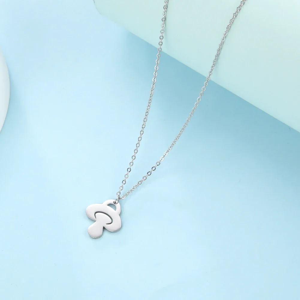 Fishhook Personalized Baby Necklace for Women Mom Mother Kid Child Jewelry Custom Name Pacifier Stainless Steel Chain Gift