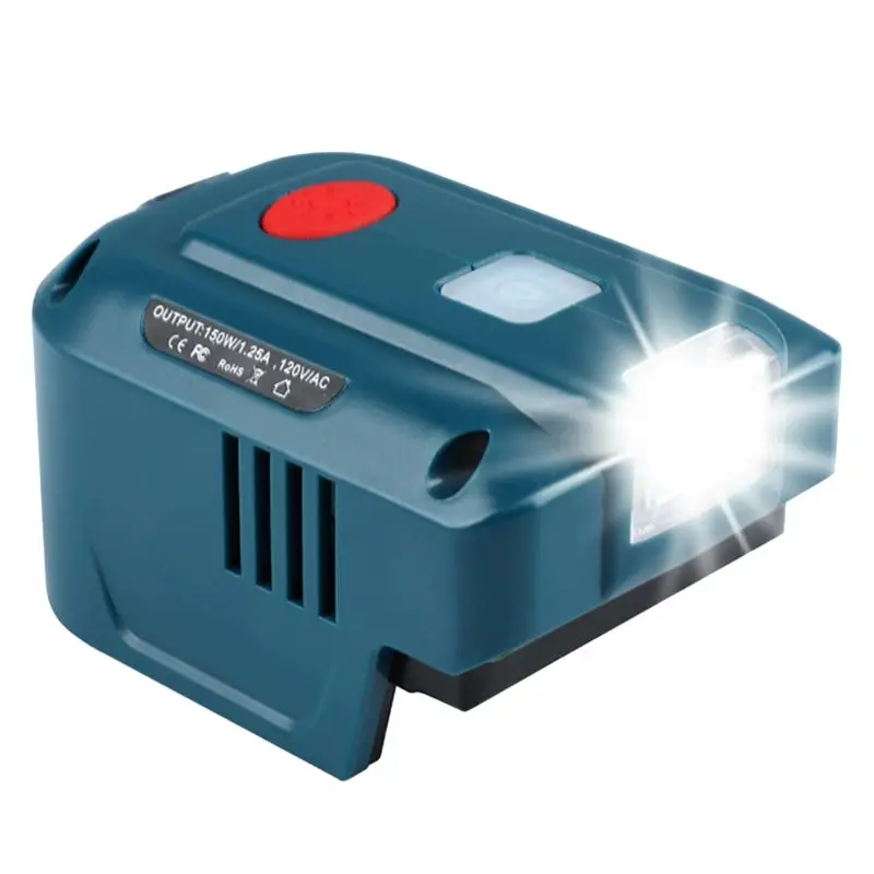 

Портативный инверторный источник питания для Makita 18В 150Вт с литиевой батареей, розеткой переменного тока и двумя USB-портами, 200 лм
