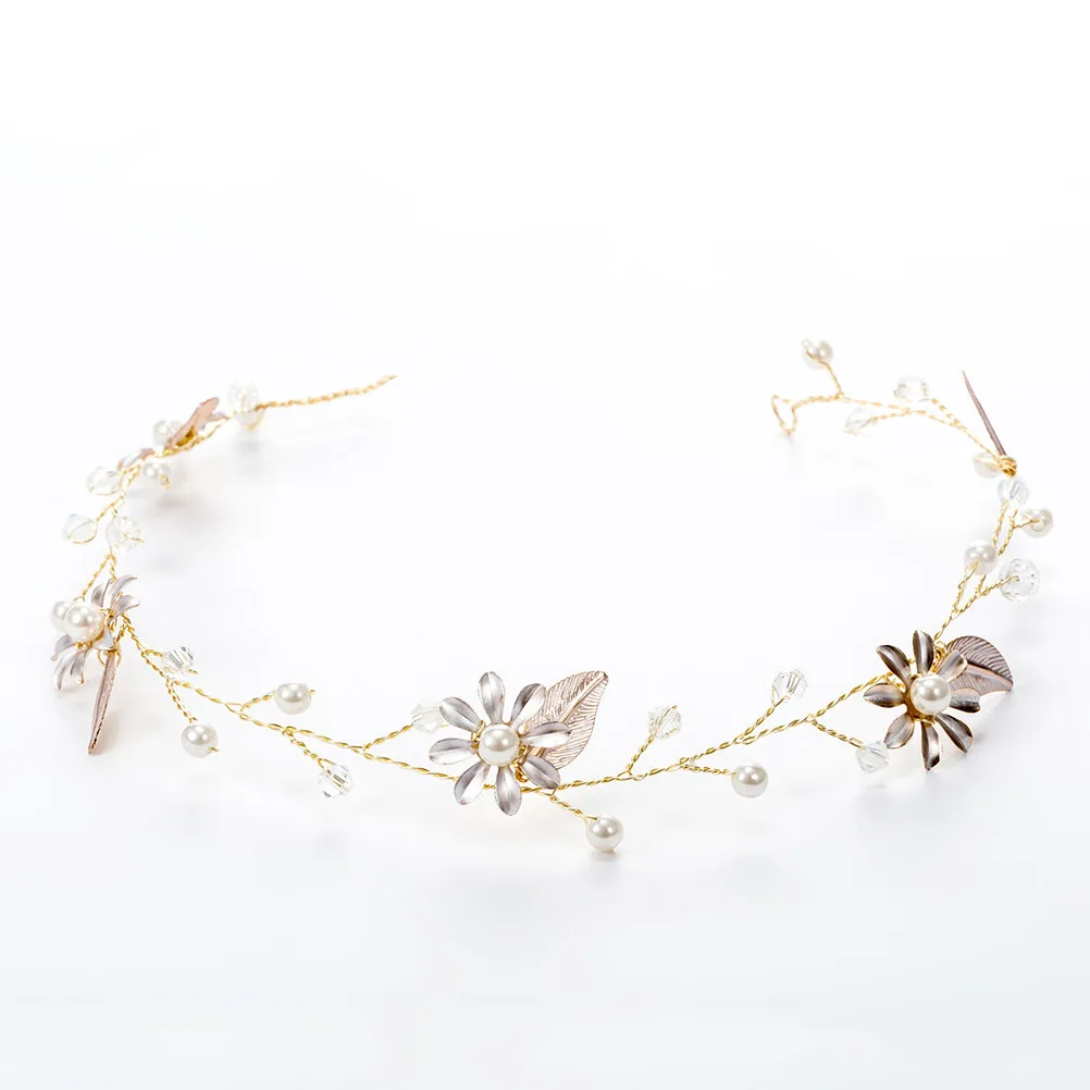 

Шикарная повязка для волос с жемчужными цветами для женщин, свадебный головной убор, для выпускного вечера, элегантная повязка для повседневной носки, подарок для подружки невесты