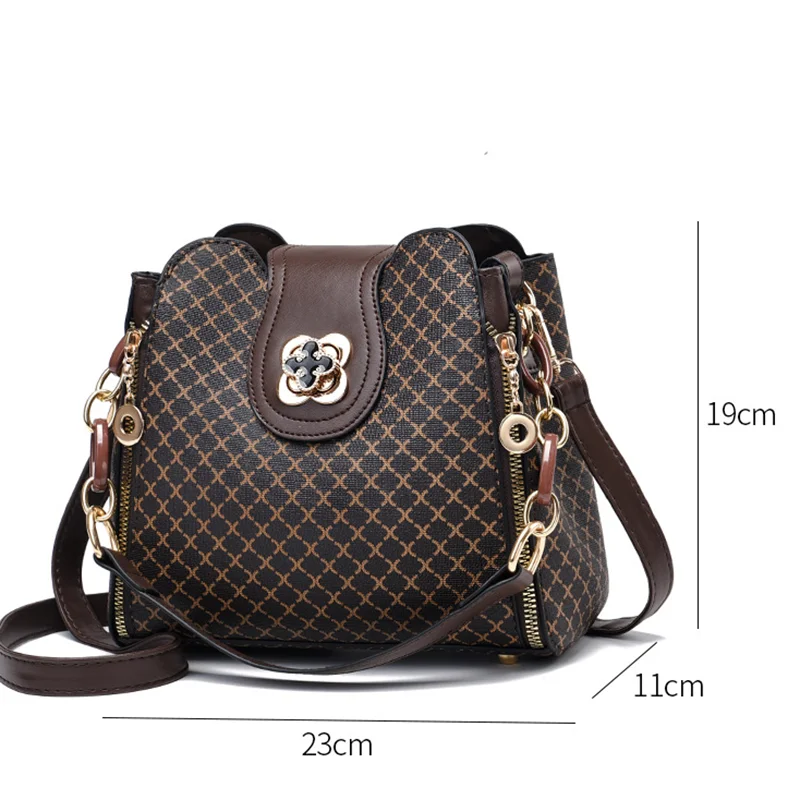 New Flip Check Print Large Capacity Shoulder Straddle Bag Trendy Women Handbag Bag Luxury Design Bucket Shoulder Crossbody Bag