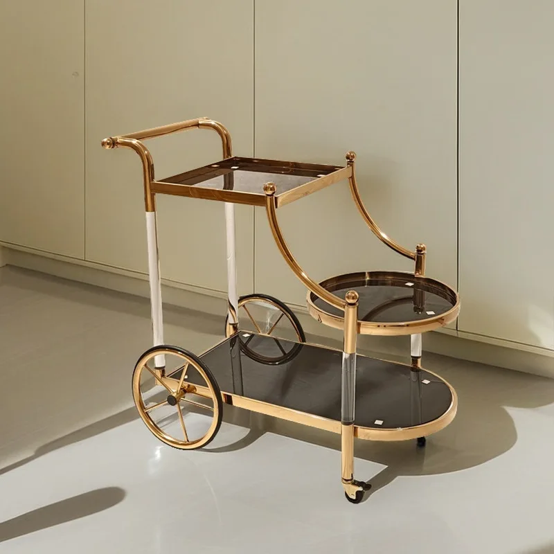 Imagen 4: Carrito de almacenamiento móvil de tres niveles de lujo ligero de acero inoxidable LH