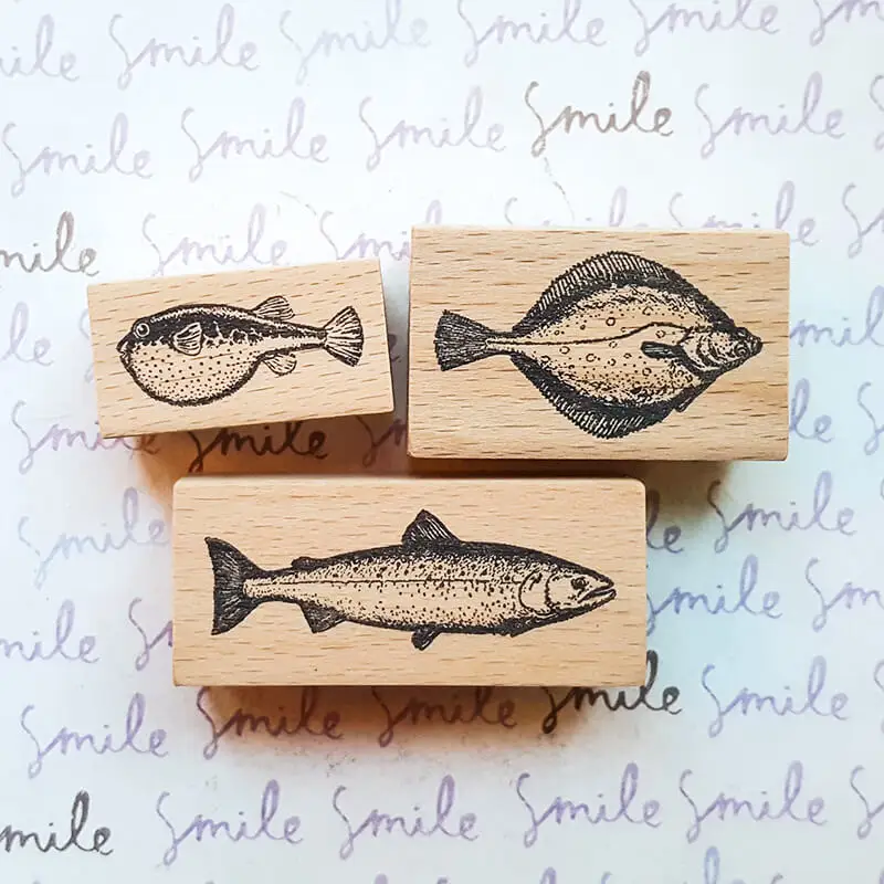 Fish Stamp Scrapbooking Ocean Marine Life Journaling Diary Decoration DIY Craft Kawaii Wooden Stamps — zdjęcie produktu 2