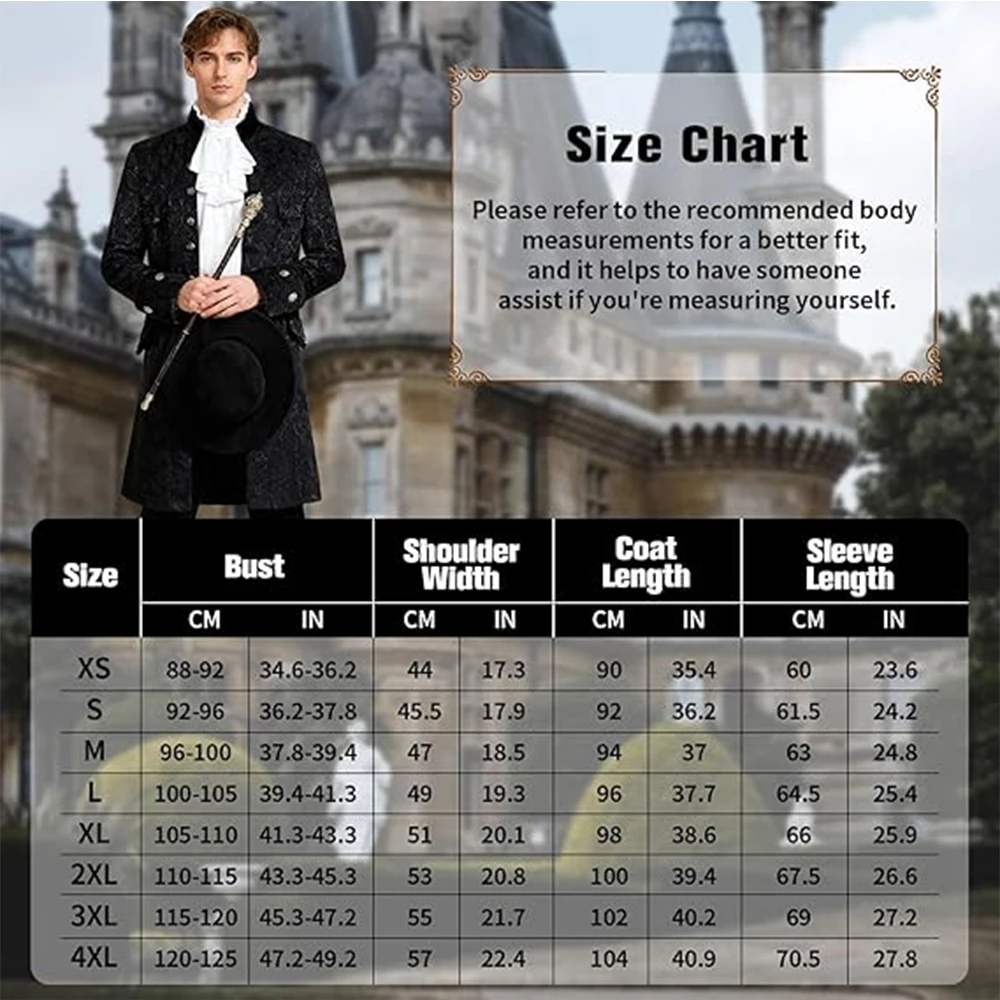 الرجال Steampunk خمر سترة هالوين زي الرجعية القوطية الفيكتوري معطف موحد #4