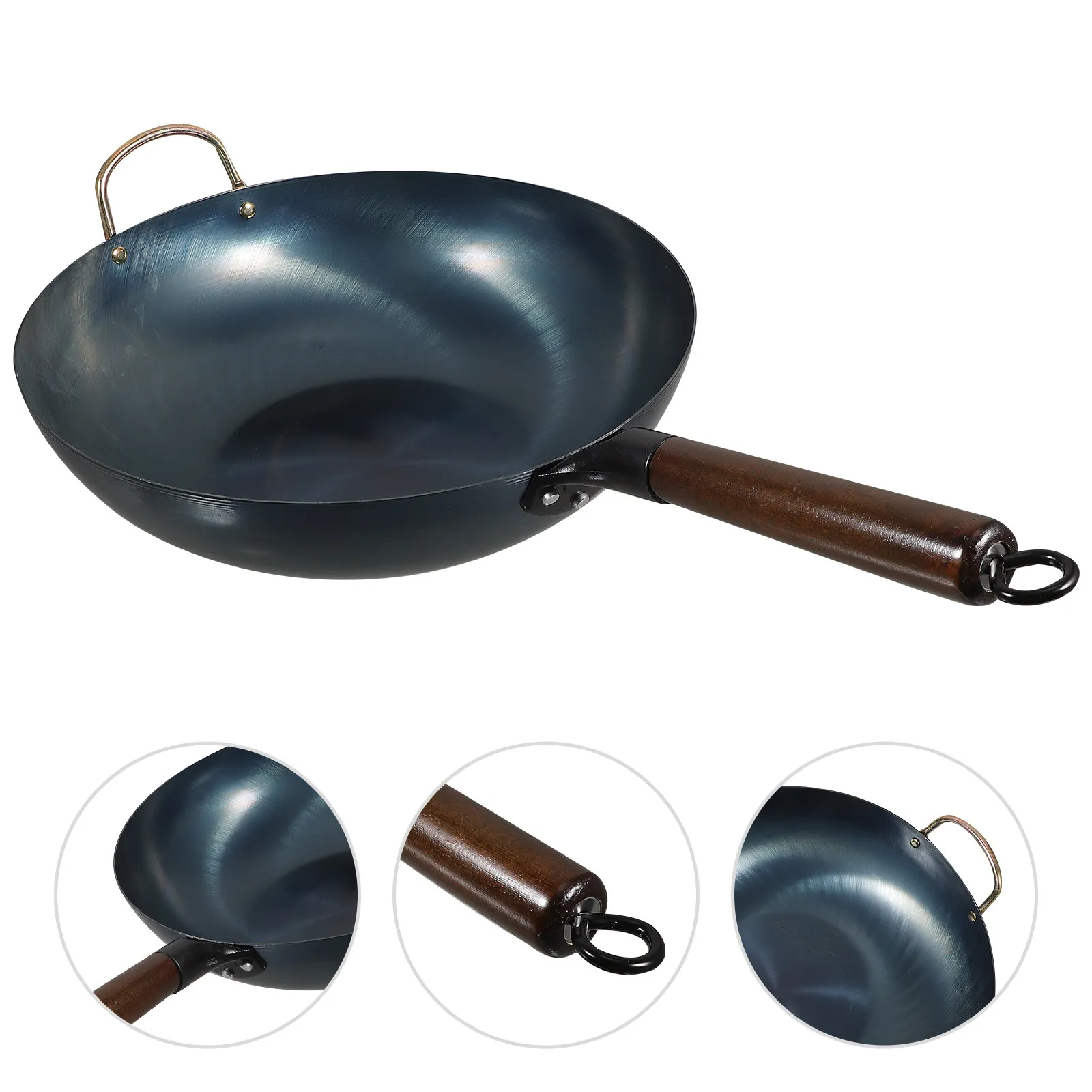 

Thickened Iron Flat Bottom Wok Pan Non Stick Kitchen Cooking Frying Pan Suitable Home Outdoor Camping Bbq Multi Function