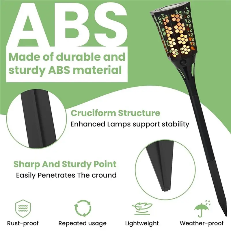 AB13-Flame Lamp Extension Kit(8 Sets) For Solar Torches-Ground Stakes And Joint Connectors-Elevating Outdoor Lighting