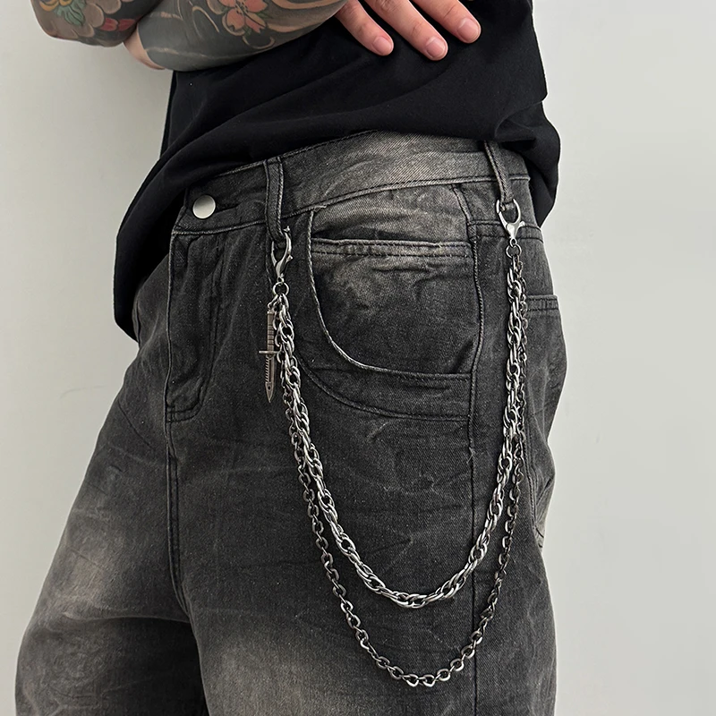 HipHop Goth Creative Pendant Keychain Waist Belt Men Women Vintage Wallet Trouser Hipster Jeans Chain Jewelry