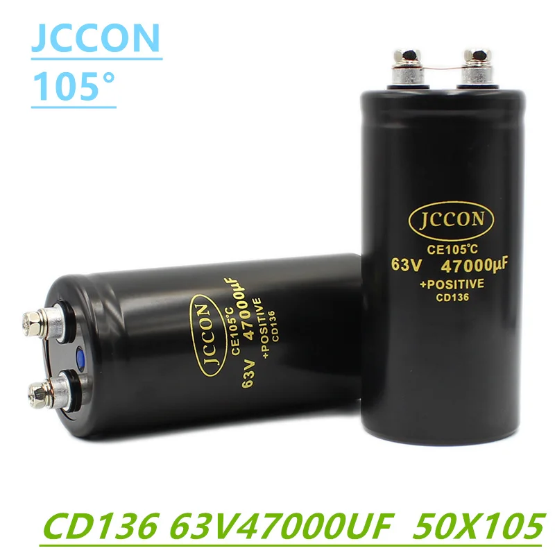 JCCON 63V47000UF MFD Aluminum Bolt screw Audio Filtering Electrolytic Capacitor 105 ℃ 50x105mm CD136 Inverter Elevator Capacitor