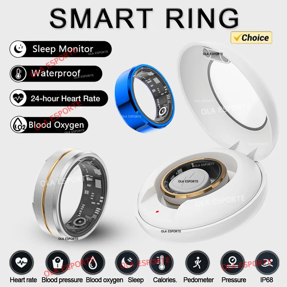 

2025 Smart Ring Men Women IP68 Waterproof Heart Rate Blood Oxygen Sleep Health Monitor Sport Fitness Health Ring for Android IOS