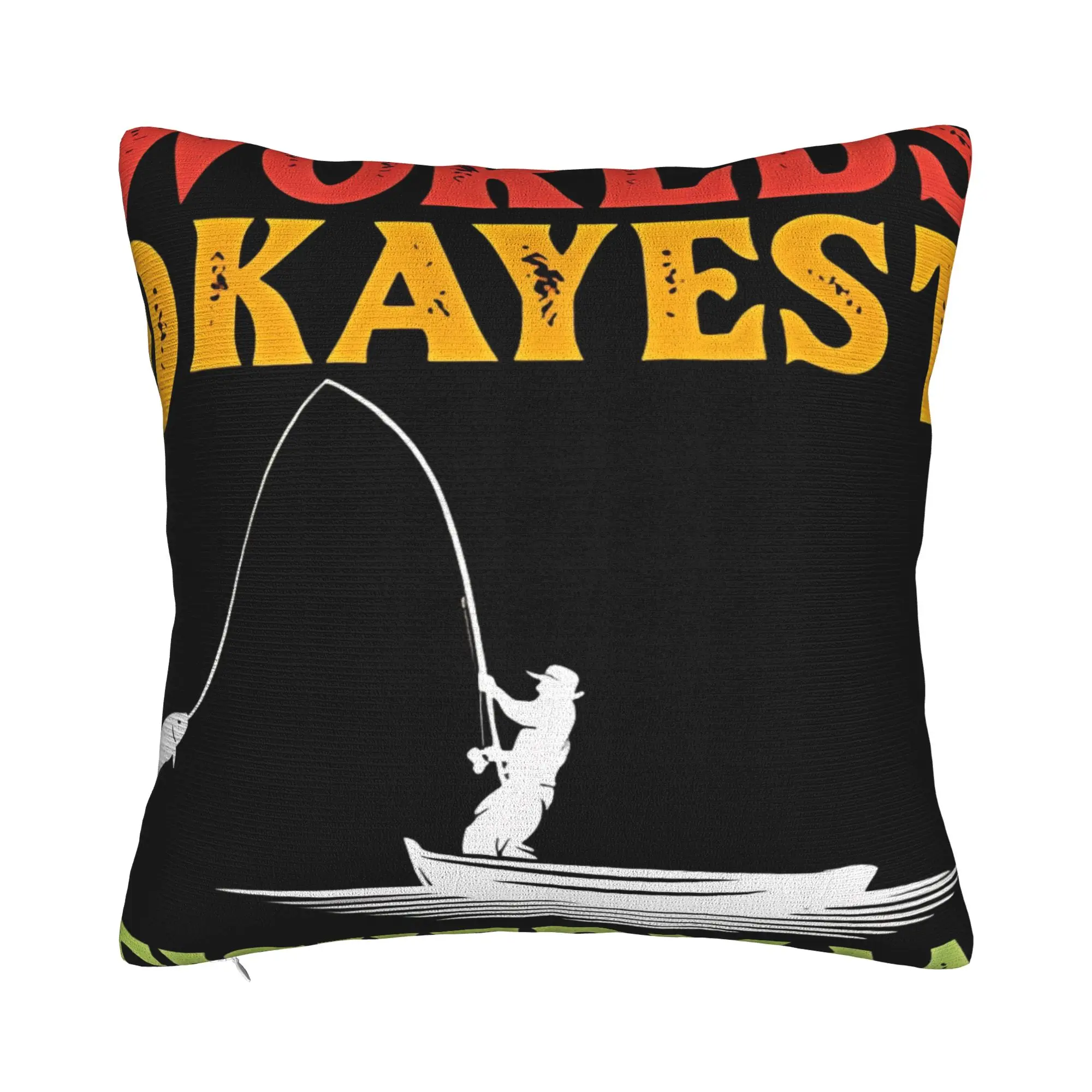 Worlds Okayest Fisherman For Porch Patio Couch Sofa Living Room Outdoor Pillowcases Fisherman Pillow Cover Zipper Closure