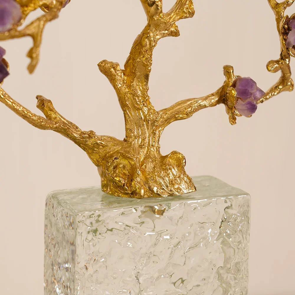 2026 Unique Modern Brass Fortune Tree Statue Crystal Embellishment Casting Technology Model BJ66-Home Decoration Hall Christmas