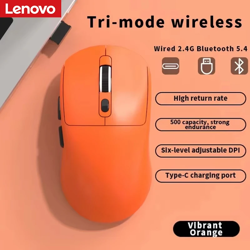 

Мышь Lenovo с тремя режимами работы, легкая, перезаряжаемая, портативная, беспроводная, Bluetooth, для ПК, смартфона, офиса, универсальная игровая мышь