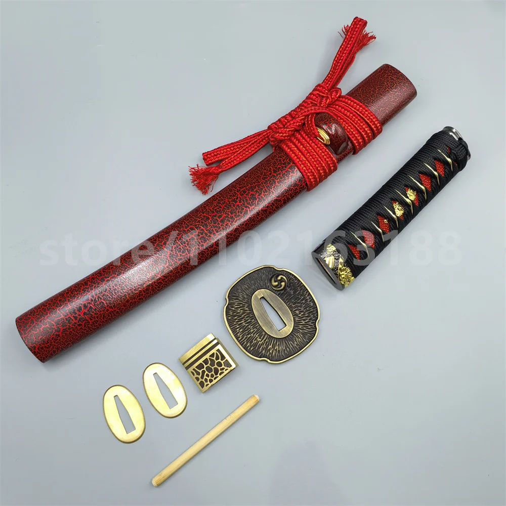 15cm Tsuka Handle Hilt Alloy Tsuba Handguard Guard Brass Habaki Seppa Hardwood Sheath For Japanese Samurai Katana Sword Fittings