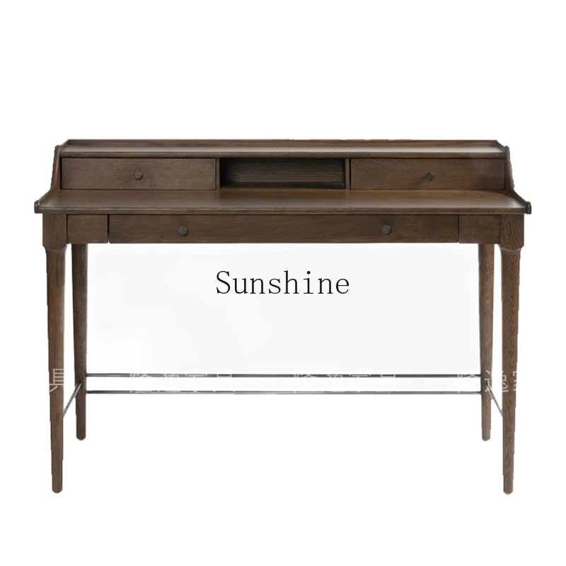American retro dresser computer table integrated solid wood Nordic simple bedroom small storage table