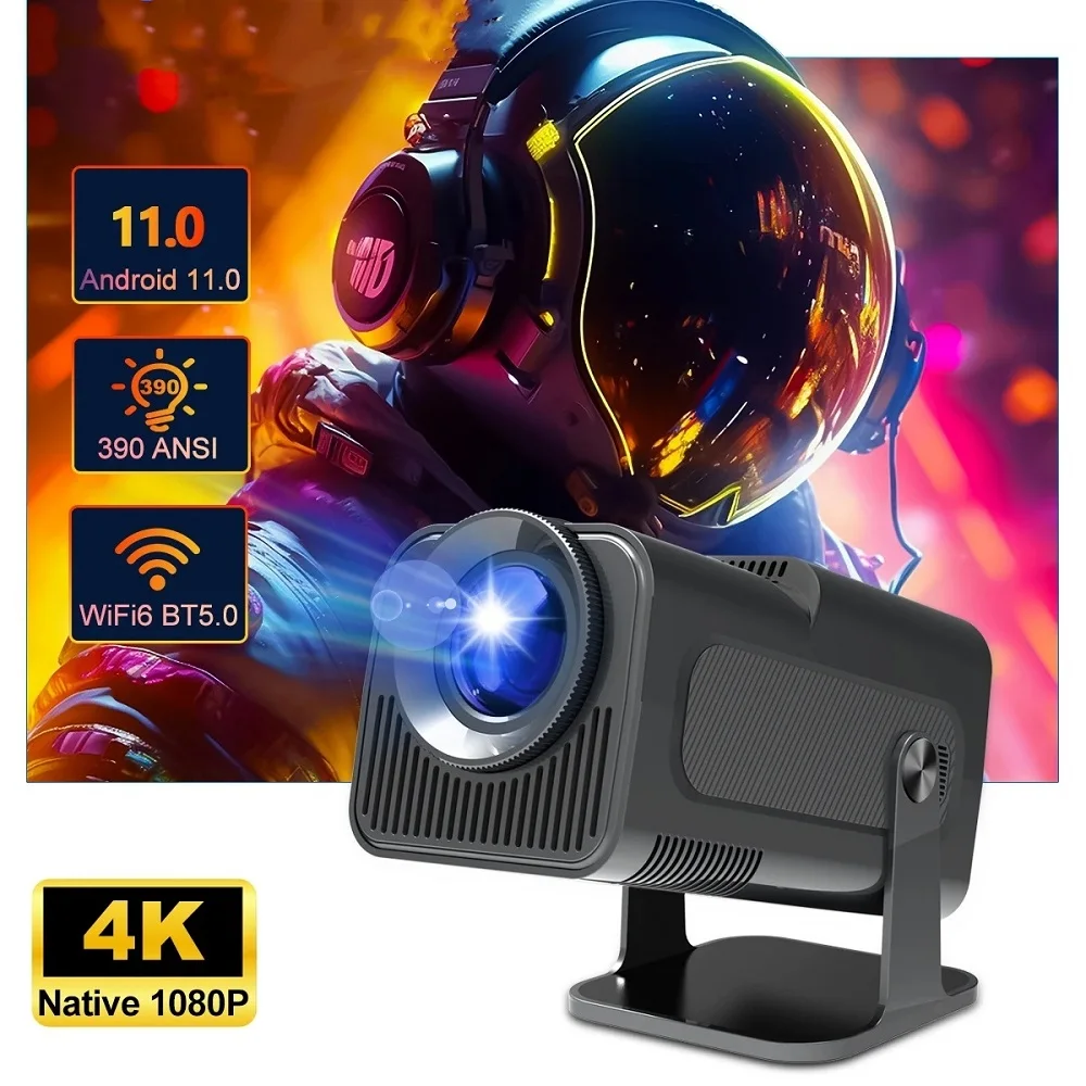 Projetor portátil original para cinema ao ar livre, projetor atualizado, 4K, Android 11, 390ANSI Native, 1080P Dual, WiFi 6, BT5.0, HY320, HY300