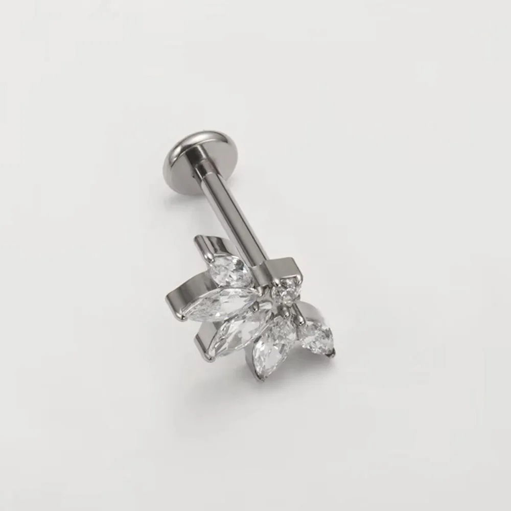 Hypoallergener 16G ASTM F136 Titan Spiral-Labret mit 5A Zirkon für Helix, Tragus, Conch und Knorpel - Modischer Körperschmuck – Detail 5