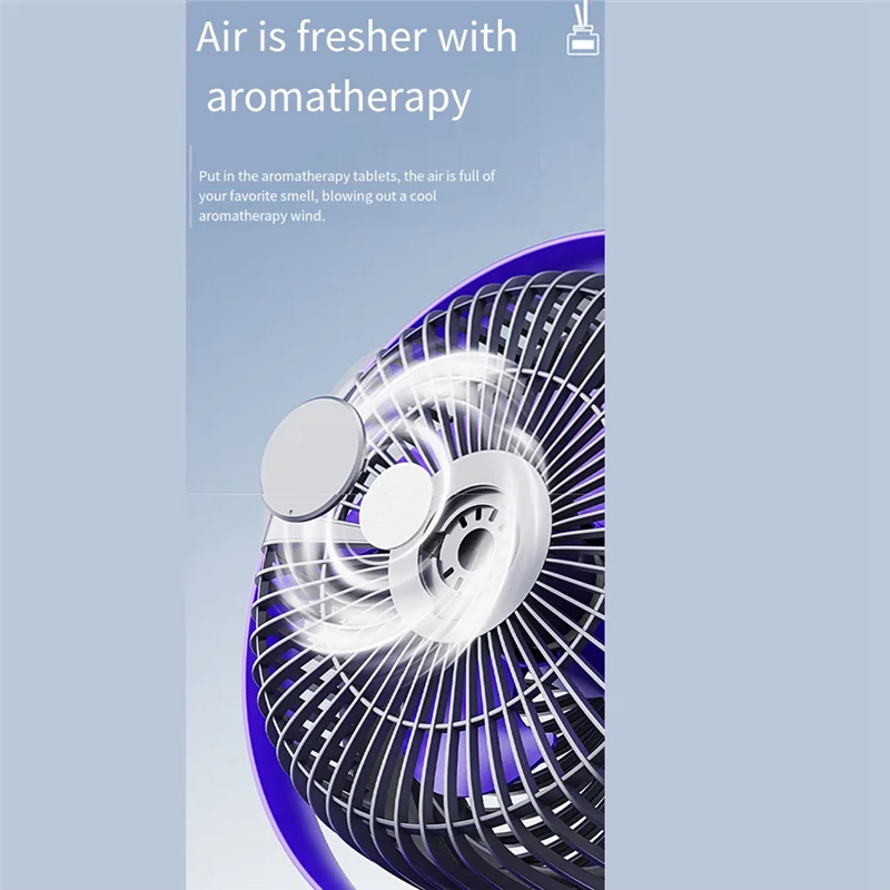 مروحة مكتب قابلة لإعادة الشحن ABGR-3000Mah، مروحة توزيع هواء محمولة للطاولة للغرفة بأكملها - 6 سرعات، 360 درجة °   إمالة سهلة التركيب وسهلة الاستخدام