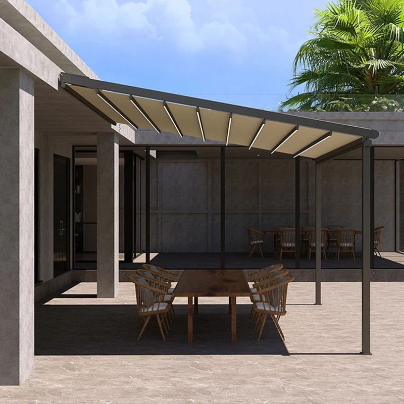 

Выдвижное навесное покрытие от дождя/солнца — электрический навес нового типа для террас