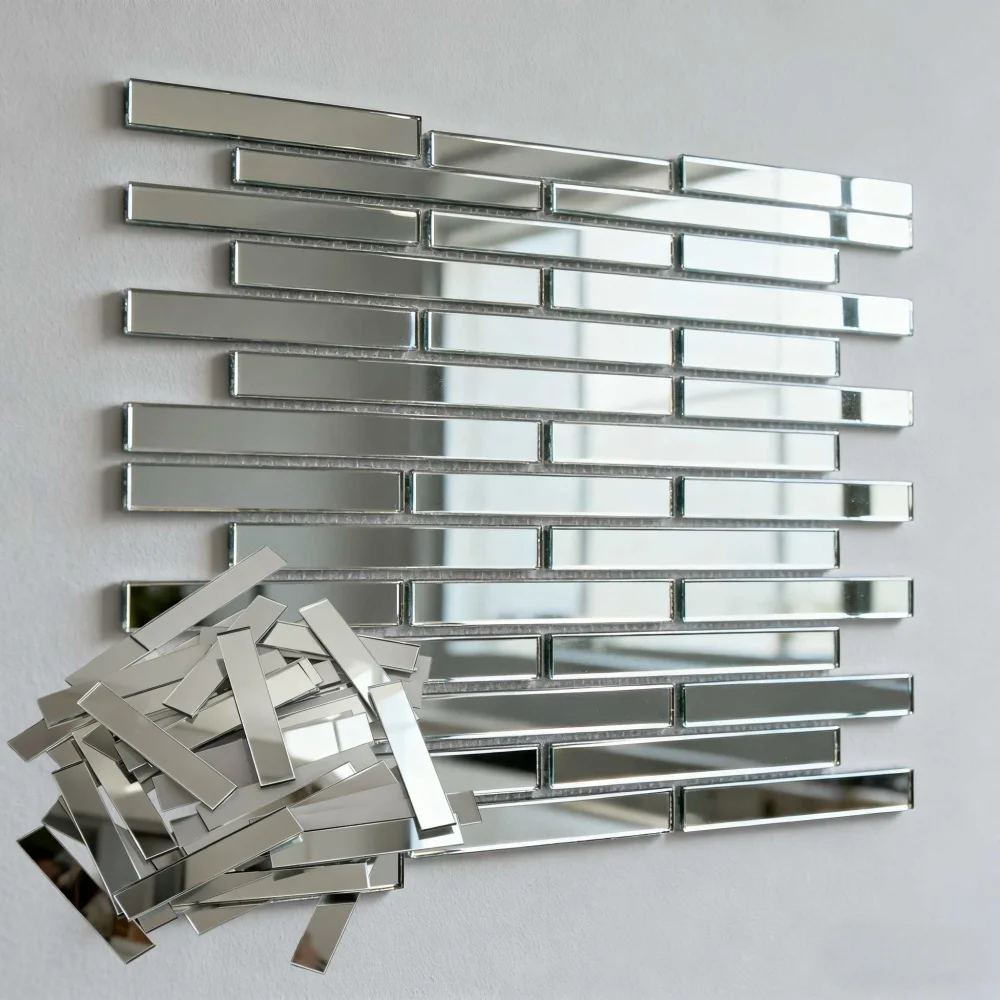 100pcs Pieces of Rectangular Mirror Wall Stickers Self-adhesive Handmade DIY Plastic Material Decorative Mirror Stickers