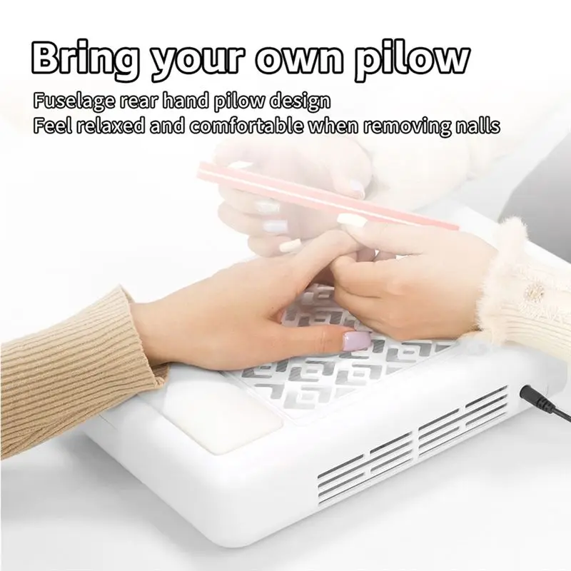 AB68 Vacuum Cleaner Brushless 5-Speed Turbine With 2 Filters For Acrylic Nails Professional Dust Collector With Hand Pillow EU P